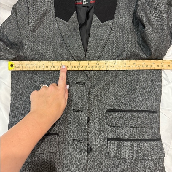 H&M Gray Herringbone Fitted Blazer Jacket Women’s 2 Business Casual Work‎ Office - Picture 13 of 15